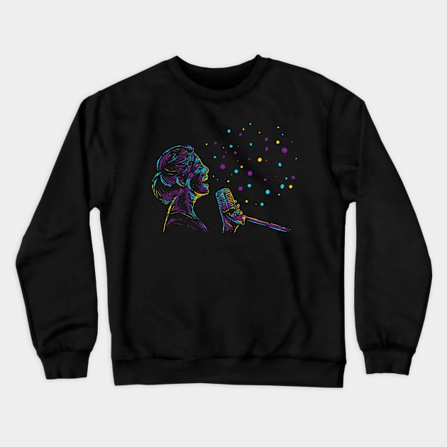 female singer abstract colorful Crewneck Sweatshirt by Mako Design 